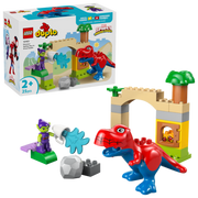 Lego DUPLO Dinosaur Spidey-Rex and Green Goblin playset with LEGO figures and colorful dinosaur and villain characters.
