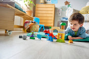 Lego DUPLO Dinosaur Spidey-Rex and Green Goblin playset with LEGO figures and colorful dinosaur and villain characters.