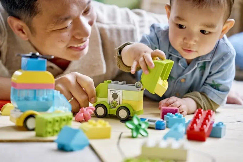 Lego DUPLO 10474 Creative Vehicles set featuring colorful toy vehicles and building blocks for young children.