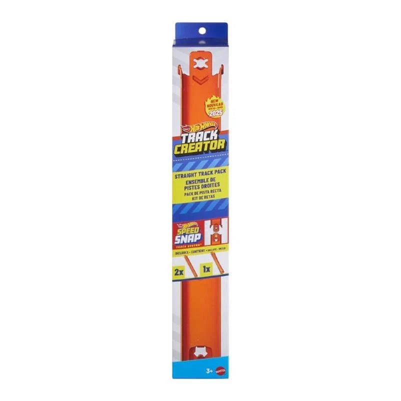 Hot Wheels straight tracks toy set with colorful plastic track pieces and cars for racing fun and easy assembly.