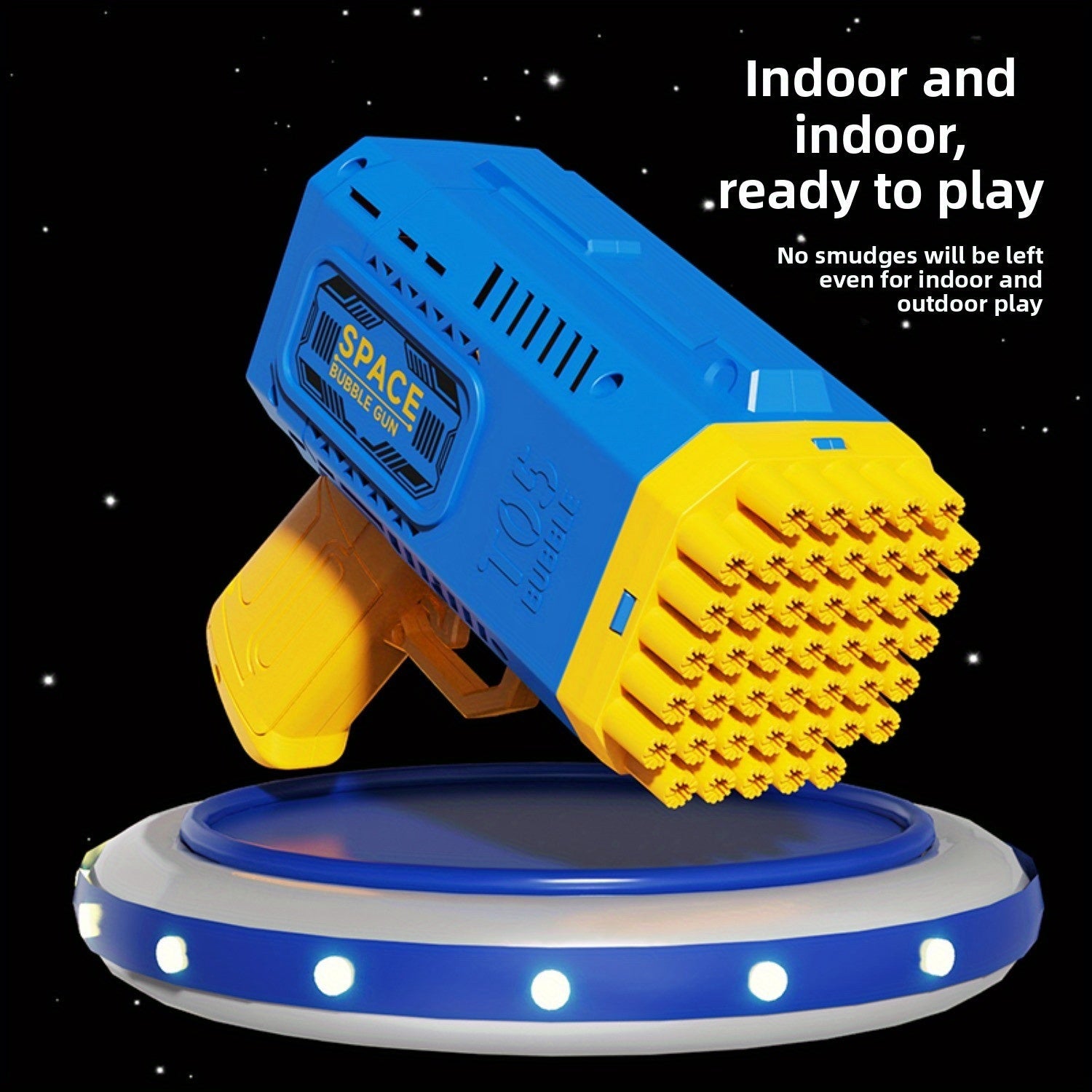 Portable automatic bubble gun with 45 holes, handheld bubble machine from Generic, producing colorful bubbles for outdoor fun.