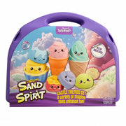 Colorful Magic Sand set with shape tools, 900g, showcasing vibrant sand and molding tools for creative play.