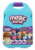 Blue and pink space-themed magic sand in a clear container, 500g package, ideal for sensory play and creative projects.