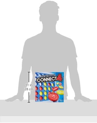 Hasbro Connect 4 game with colorful plastic grid and discs for two-player strategy gameplay, suitable for family fun.