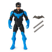 Spin Master Nightwing 4-inch action figure with detailed costume and poseable limbs on a plain background.
