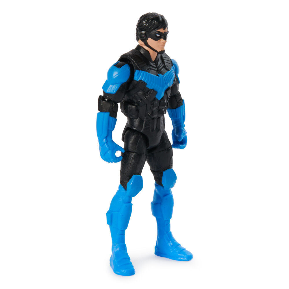 Spin Master Nightwing 4-inch action figure with detailed costume and poseable limbs on a plain background.