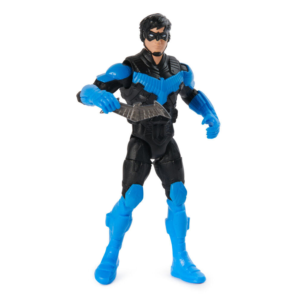 Spin Master Nightwing 4-inch action figure with detailed costume and pose, ideal for collectors and fans of DC superhero figures.