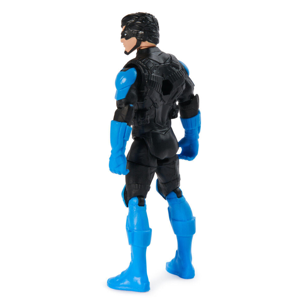 Spin Master Nightwing 4-inch action figure with detailed costume and poseable limbs, ideal for collectors and fans.