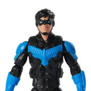 Spin Master Nightwing 4-inch action figure with detailed costume and poseable limbs on a plain background.