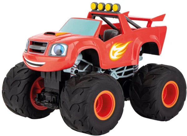 Carrera Blaze and the Mega Machines 2.4 GHz 1:18 toy cars set with colorful vehicles on a track.