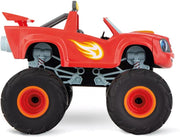 Carrera Blaze and the Mega Machines 2.4 GHz 1:18 remote control toy cars on a colorful playmat.