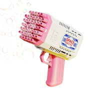 Portable automatic bubble gun with 45 holes, handheld bubble machine for fun outdoor activities and parties
