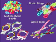 Colorful Watch Loom Maker toy with vibrant rubber bands and a plastic loom for creating custom watchbands, ideal for kids and craft enthusiasts.