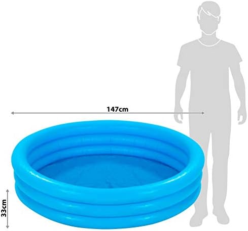 Playzokids Intex Crystal Blue Pool for recreation, featuring clear blue water and sturdy inflatable sides for outdoor fun
