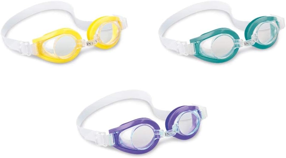 Playzokids Intex 55602 unisex children's purple swimming goggles with adjustable strap and clear lenses.
