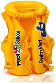 Yellow Intex Deluxe Pool Swim Vest for kids, featuring adjustable straps and safety floatation, by Playzokids.