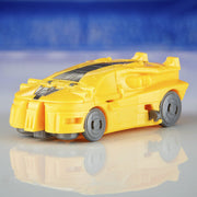Hasbro Transformers One Cog Changer Bumblebee action figure in robot mode, featuring yellow and black detailing and automotive design.