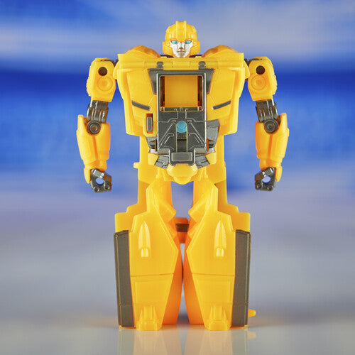 Hasbro Transformers One Cog Changer Bumblebee action figure featuring yellow and black robot design with vehicle mode details.