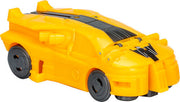Hasbro Transformers One Cog Changer Bumblebee action figure in robot mode, featuring yellow and black detailing and automotive design.