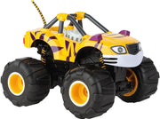 Carrera Blaze and the Monster Machines radio-controlled toy car with vibrant orange and blue design, remote control in hand.