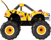 Carrera Blaze and the Monster Machines radio-controlled toy car with vibrant orange and blue design, remote control in hand.