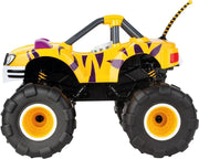 Carrera Blaze and the Monster Machines radio-controlled toy car with vibrant orange and blue design, remote control in hand.