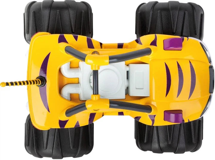 Carrera Blaze and the Monster Machines radio-controlled toy car on a colorful play surface, featuring vibrant graphics and detailed design.