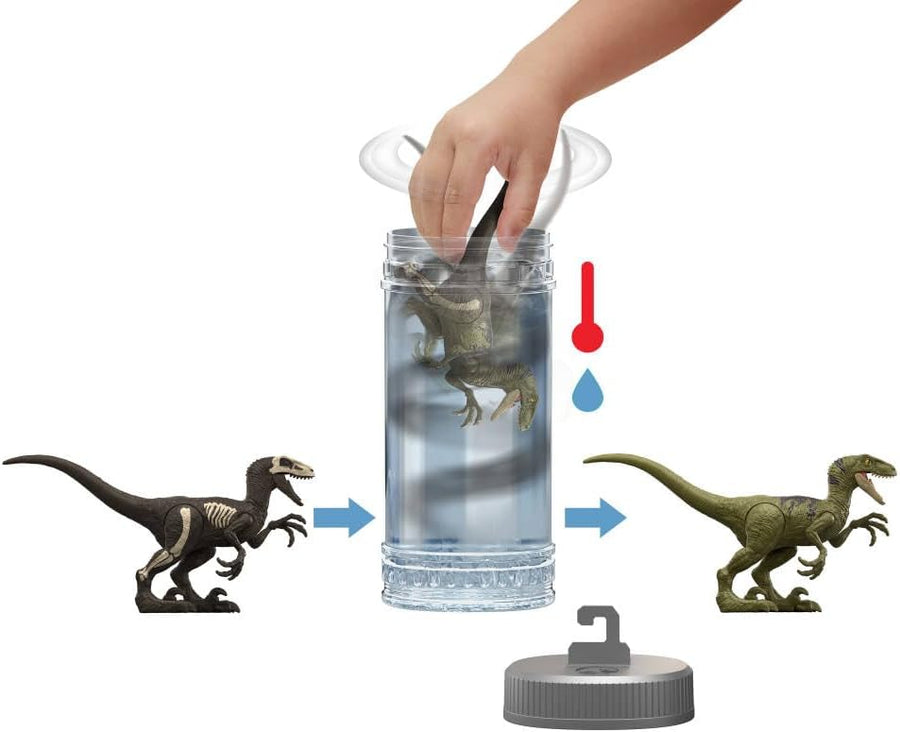 Jurassic World Dino Reveal dinosaur toy with surprise features, colorful plastic figure from the Jurassic World toy collection.