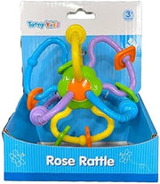 Tanny Kids Rose Rattle Toy with pink flower design and soft handle, perfect for infants and early development.
