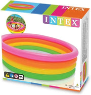 Playzokids Intex inflatable round swimming pool for children with 4 colorful rings, perfect for backyard water play