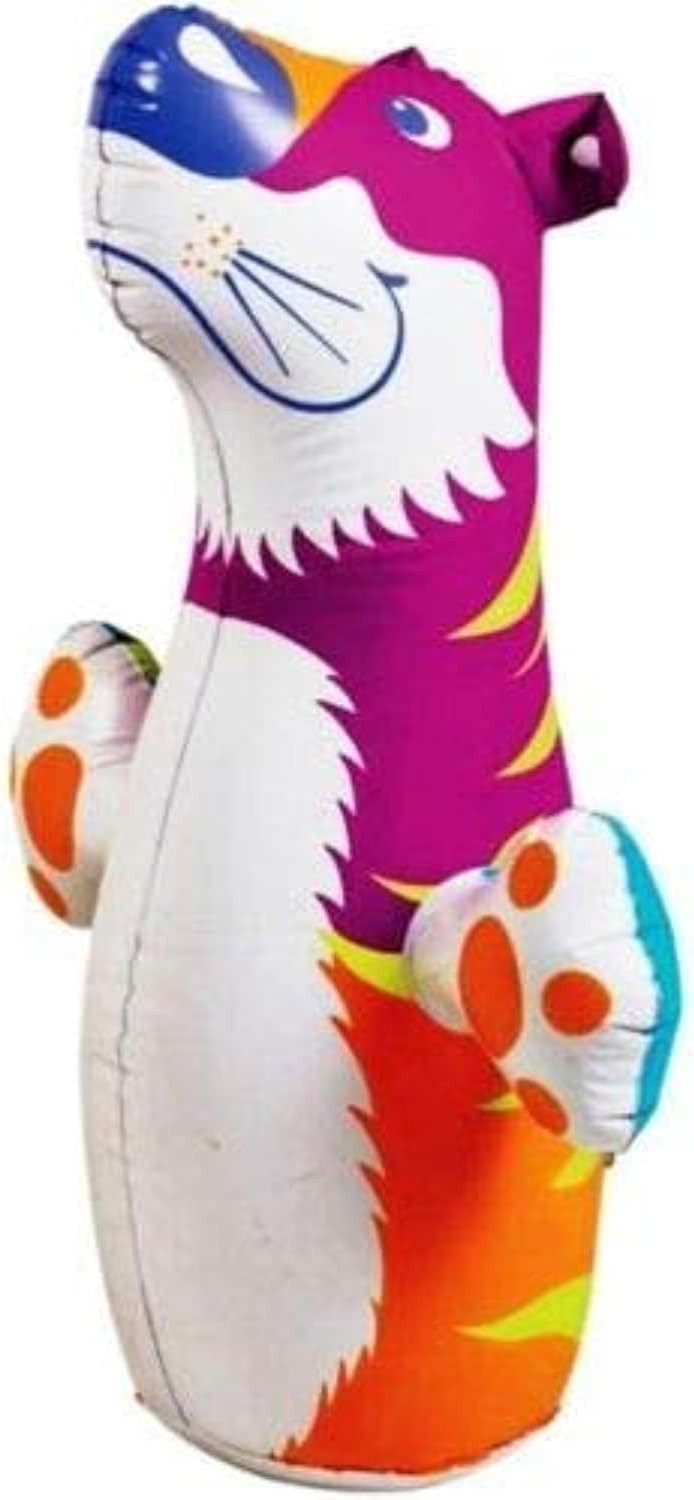 Colorful Intex 3-D Bop Bag inflatable tiger toy by Playzokids, featuring a multi-color design and a sturdy base for bouncing fun.