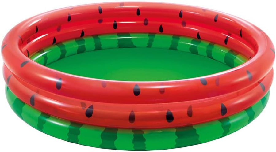 Playzokids Intex Watermelon Pool 1.68m x 38cm for kids age 2+, featuring a colorful watermelon design on the inflatable pool.