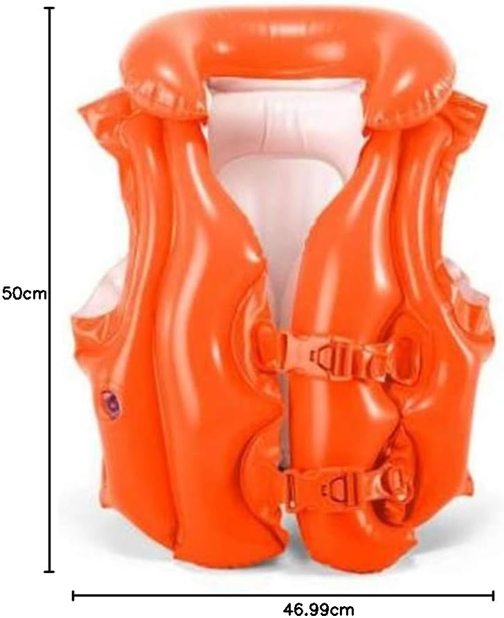 Red Intex swim vest for kids by Playzokids, featuring adjustable straps and a comfortable design for safe swimming.