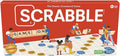 Classic Scrabble board game with letter tiles and rack, featuring a wooden game board for word play fun.