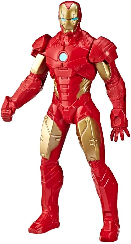 Iron Man Mighty Hero Series action figure by Hasbro, detailed Marvel superhero toy with red and gold armor, standing in a dynamic pose.