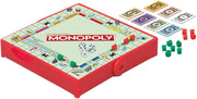 Hasbro Monopoly Grab and Go game for kids with compact playing pieces and colorful game board for family fun and entertainment
