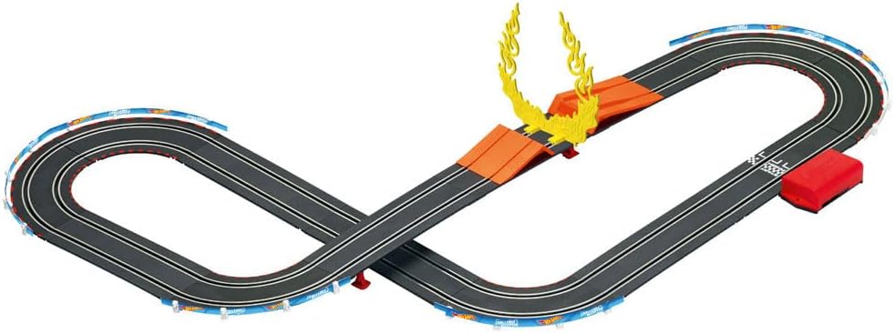 Carrera Hot Wheels Turbo Looping toy set with colorful race track, cars, and looping sections for kids' racing fun.