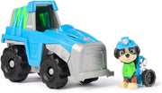 PAW Patrol rescue vehicle with Rex toy figure, Spin Master toy set featuring colorful rescue vehicle and Rex figure for kids.