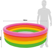 Playzokids Intex inflatable round swimming pool for children with 4 colorful rings, perfect for backyard water play