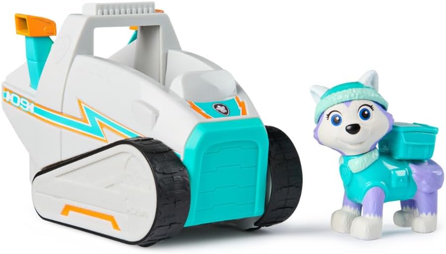 Spin Master PAW Patrol snowmobile toy with Everest figure, detailed miniature vehicle for kids' action play.