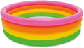 Playzokids Intex inflatable round swimming pool with four rings, ideal for children to enjoy outdoor water play.