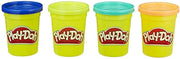 Four cans of Play-Doh Wild Colors modeling clay by Hasbro, featuring vibrant, multicolored Play-Doh in 4-ounce cans.