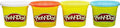 Set of four Play-Doh classic colors in bright, vibrant containers from Hasbro, perfect for creative modeling and play.