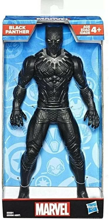 Black Panther Mighty Hero Series action figure by Hasbro, detailed Marvel character toy with vibrant costume and dynamic pose.