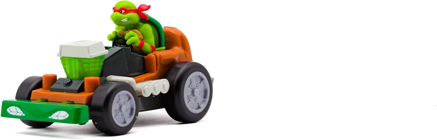 Teenage Mutant Ninja Turtles Shell Smasher Karts Raphael toy with green turtle shell and racing details, made by Funrise.