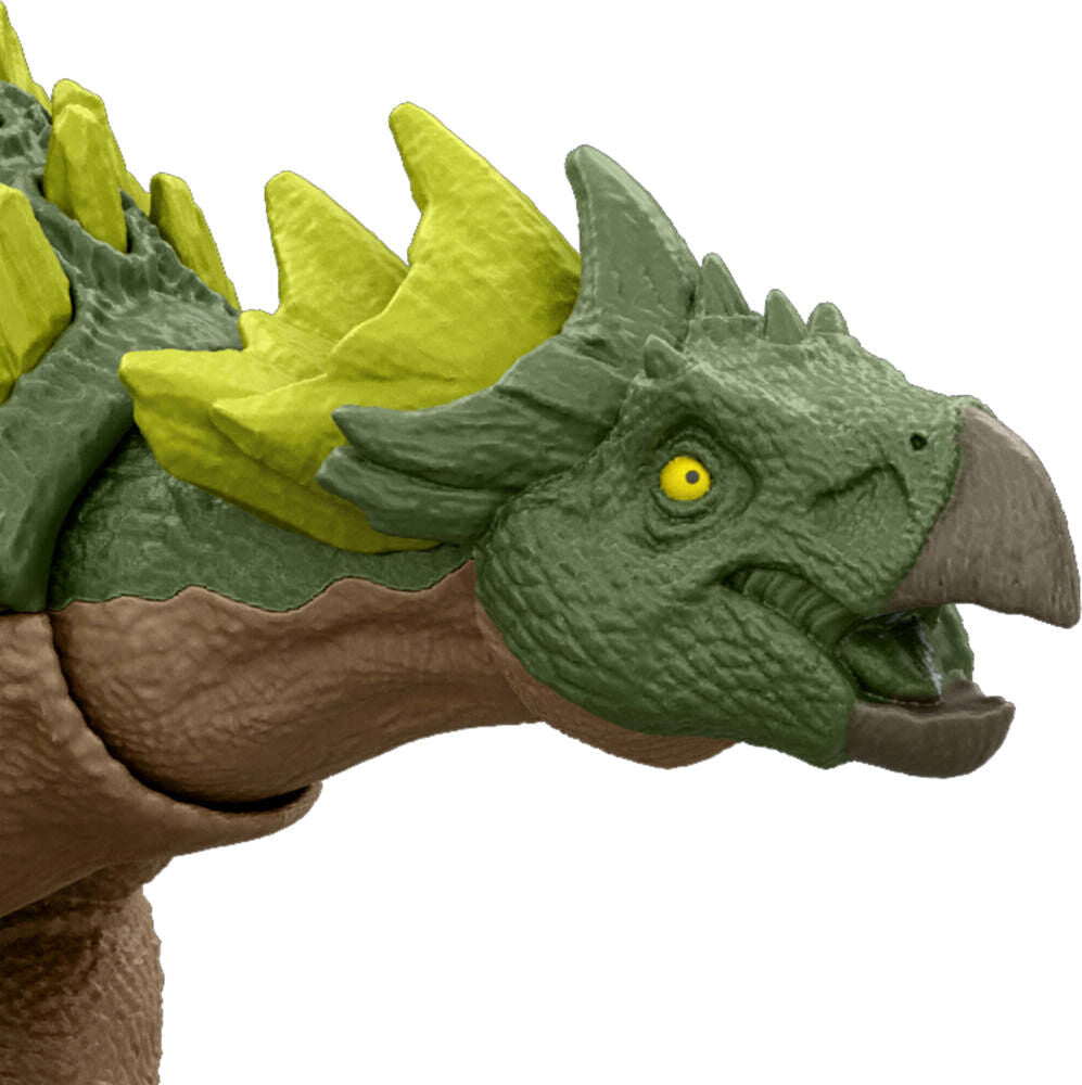 Jurassic World Rebirth Strike Attack YUXISAURUS dinosaur figure, detailed toy with vibrant colors and realistic design.