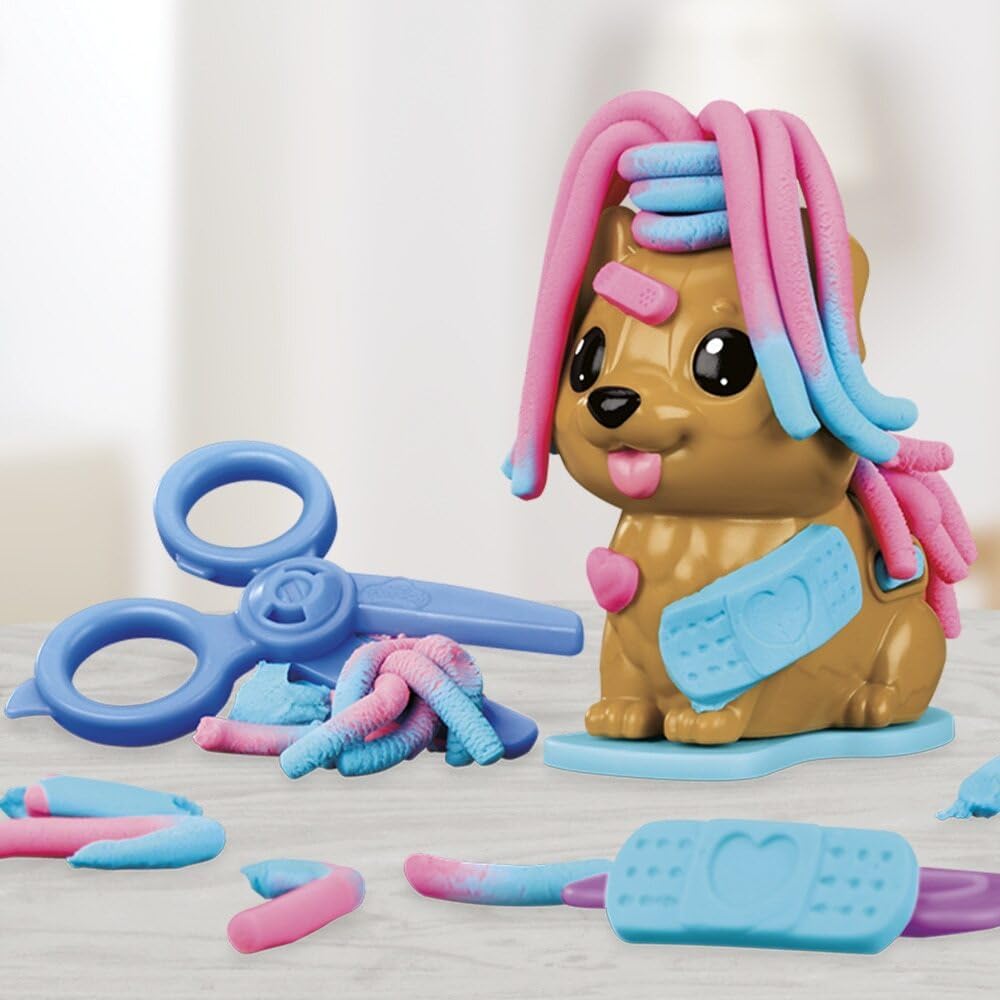 Play-Doh Mini Groom 'n Vet Set toys by Hasbro featuring colorful Play-Doh tools and animal figures for kids' pretend play.