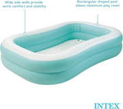 Intex Mandarin Swim Center family pool with orange and white colors, featuring 90x58x18 inch dimensions and playful design.