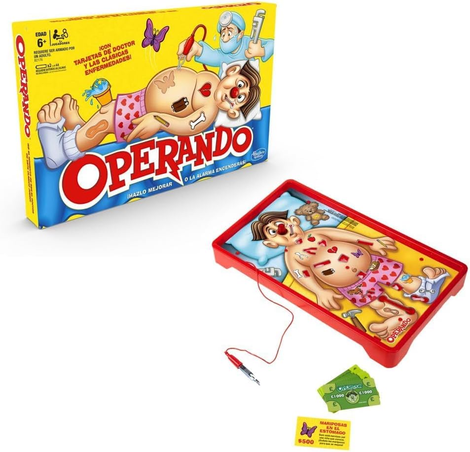 Hasbro Classic Operation game with a plastic board, character pieces, and game tools for children.