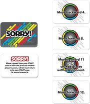 Hasbro Sorry! Grab and Go travel-sized board game with colorful game pieces and compact design for on-the-go fun.